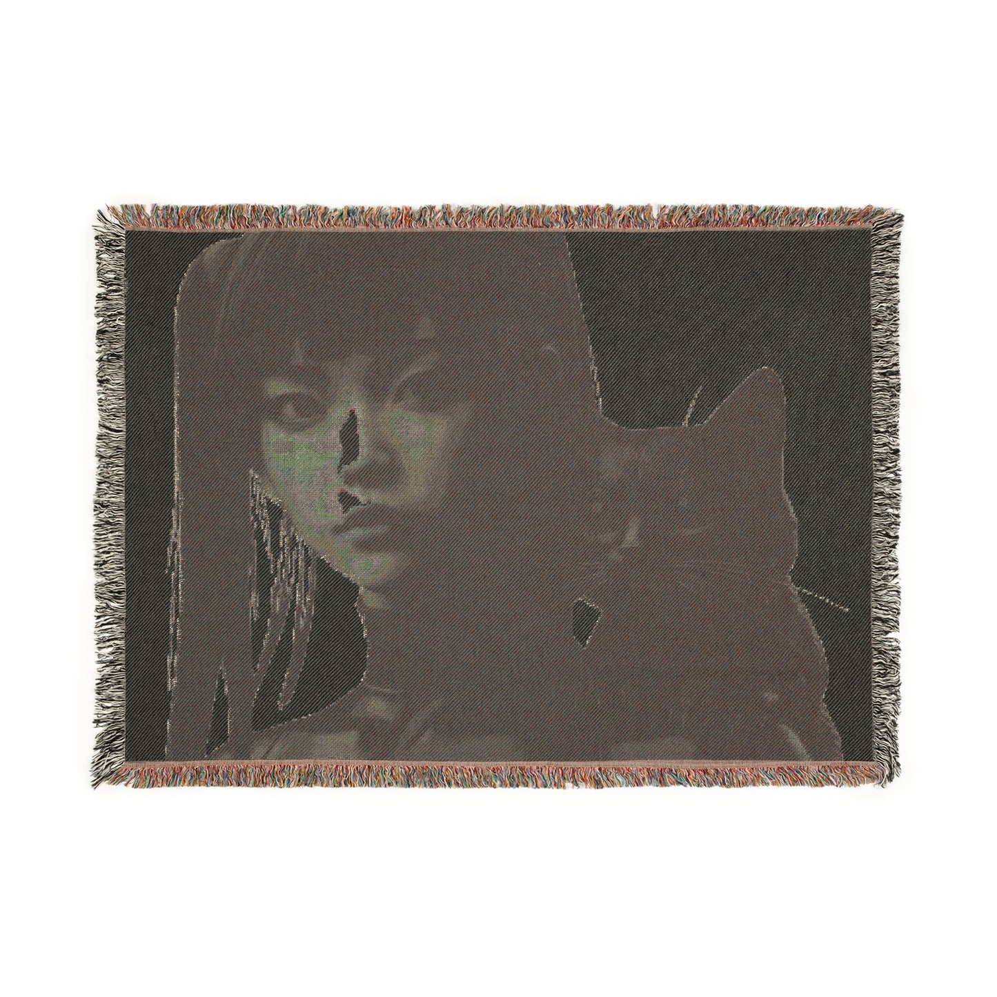 Kuroneko no Onna Woven Blanket – Elegant Cat Design Throw
